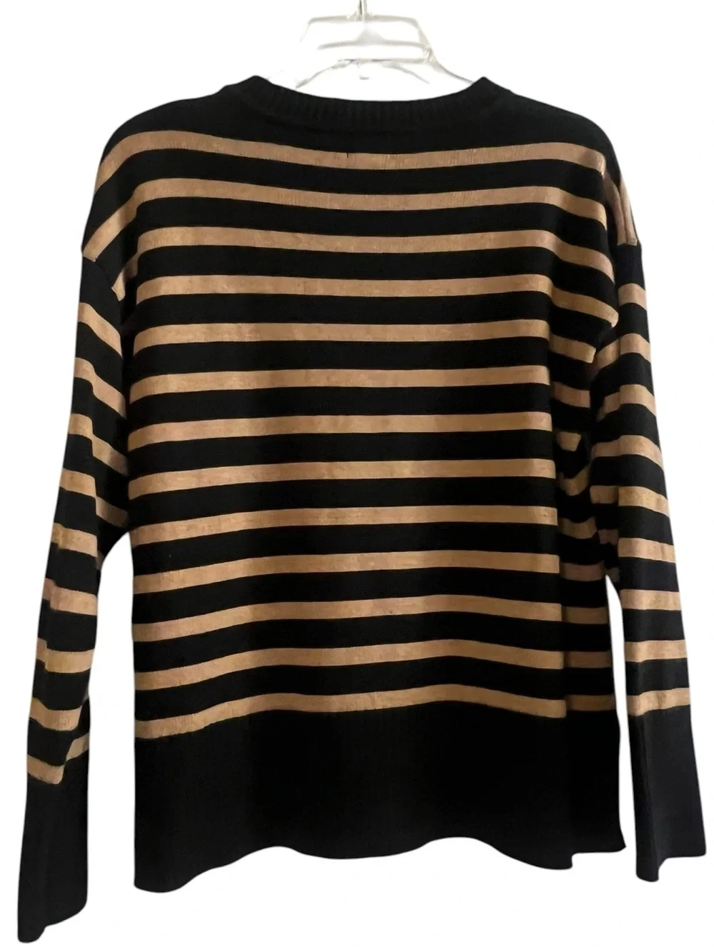 J.Crew Striped Sweater Black Tan Small 100% Cotton